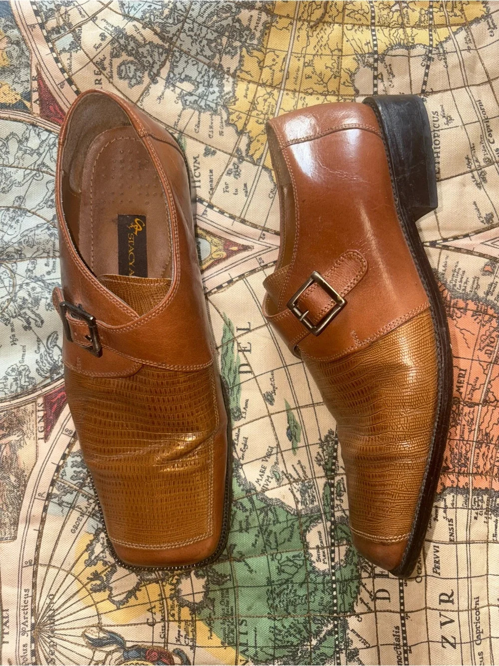 Stacy Adams Brown Leather Monk Strap Dress Shoes
